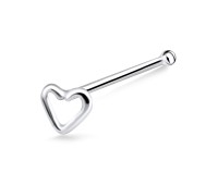 Hollow Heart Silver Bone Nose Stud NSKD-718